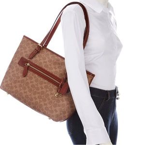 NWT Coach  Signature Coated Canvas Taylor Tote with C Dangle Charm